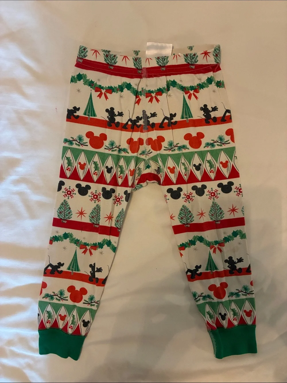 Hanna Andersson Red, Green & White Holiday Mickey Pajama Set